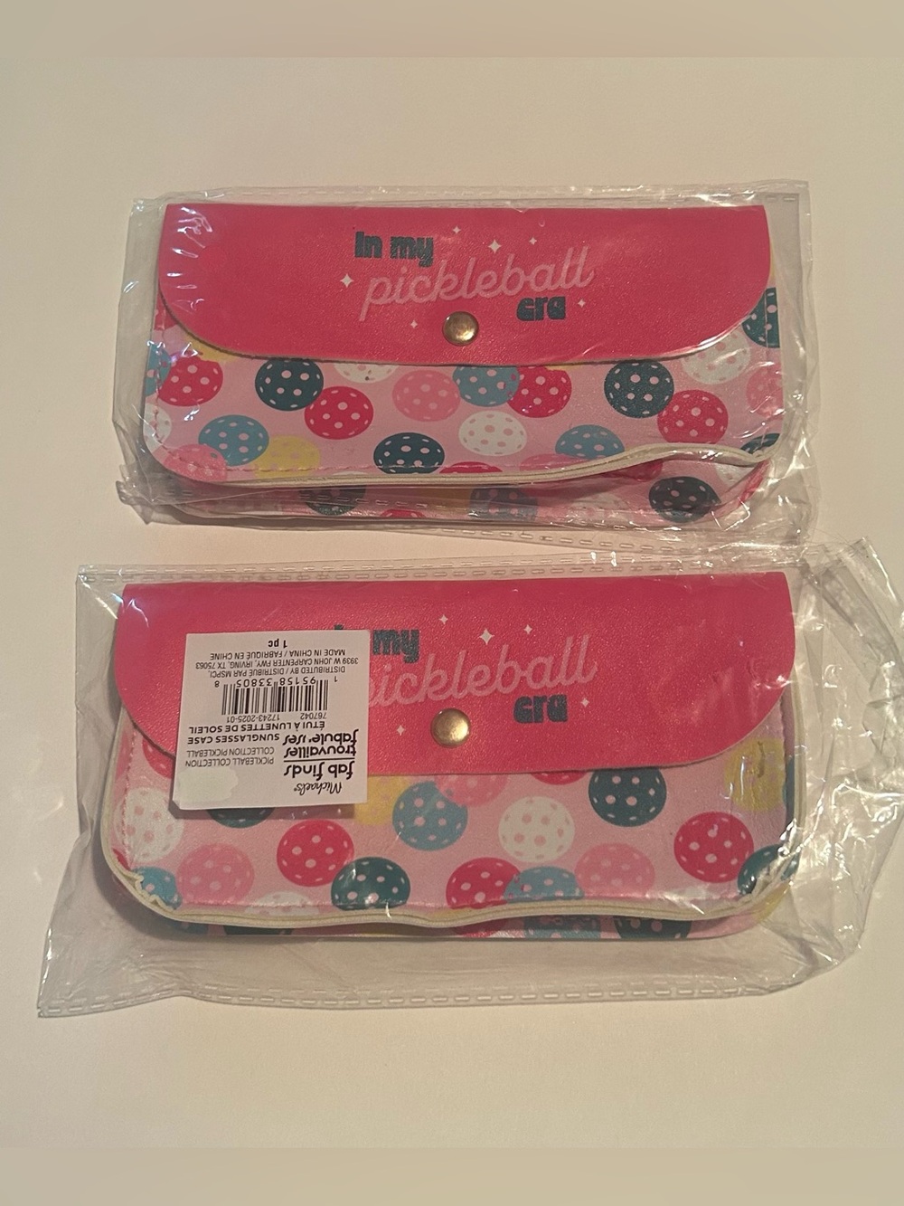 New 2 Pickleball Eyeglass Cases 3 Different Patterns Choose 2 Pink White Green